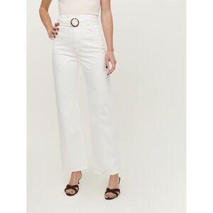 Reformation Wilder Belted High Rise Wide Leg Cropped Jeans Vintage White 27